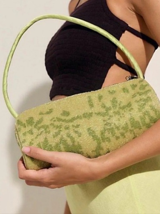 Free People Handbags - Free People Bailey Beaded Barrel Shoulder Bag-Green-NWT MSRP $98